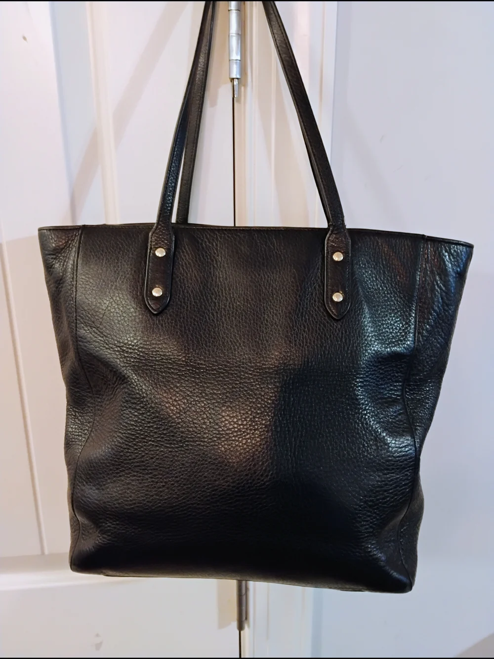 Coach F12484 Black Pebbled Leather Turnlock Carryall Stachel Tote  Purse